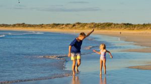 Playing on the beach